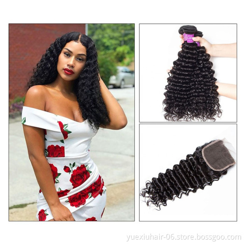 Wholesa Silky Thicky  9A 10A 12A Grade 1 donor 100% Virgin Brazilian Human Hair Bundles with Lace Closure for Black Women